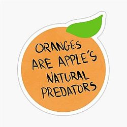 Unus Annus Oranges Are Natural Predators of Apples Sticker