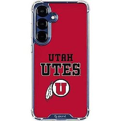 Skinit Clear Phone Case Compatible with Galaxy S25 Officially Licensed University of Utah Utes Text on Red Design