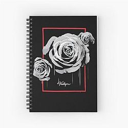 Valkyrae Merch White Rose Drip Spiral Notebook