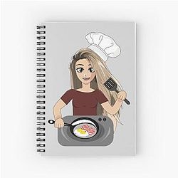 Valkyrae making bacon and eggs for breakfast having fun with amigops Spiral Notebook