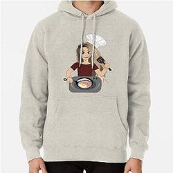 Valkyrae making bacon and eggs for breakfast have fun,Amigops Pullover Hoodie