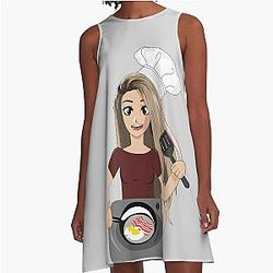 Valkyrae making bacon and eggs for breakfast have fun, A-Line Dress