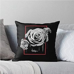 Valkyrae Merch Valkyrae White Rose Drip Throw Pillow