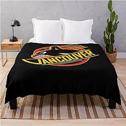 RARE Vancouver Hockey Retro Canucks Throw Blanket