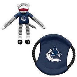 Vancouver Canucks NHL Sock Monkey pet toy combo set
