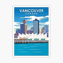 Vancouver Canada Vintage Minimal Travel Poster Stickers
