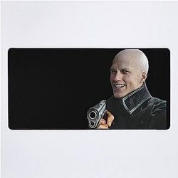 Bald Vergil pointing a gun - Devil May Cry funny face meme Desk Mat