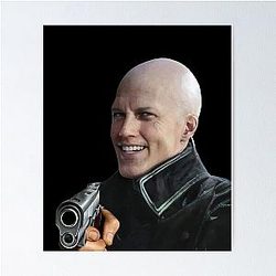 Bald Vergil pointing a gun - Devil May Cry funny face meme Poster