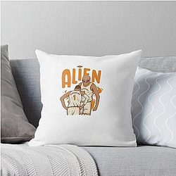 Victor Wembanyama Alien Cartoon T-Shirt Throw Pillow