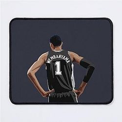 Victor Wembanyama Back Black Above Waist Mouse Pad