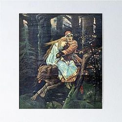 Ivan Tsarevich Riding a Gray Wolf - Viktor Vasnetsov Poster