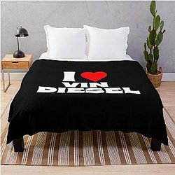 I Love Vin Diesel White Font Throw Blanket