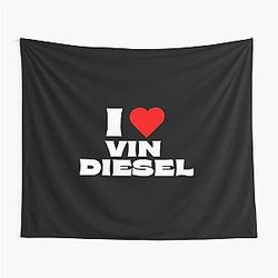 I Love Vin Diesel White Font Tapestry