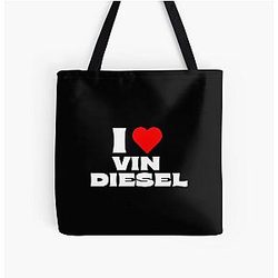 I Love Vin Diesel White Fonts All Over Print Tote Bag