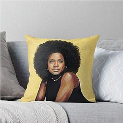 Viola Davis Golden Portrait Throw Pillows