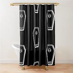 V Rising Design Wooden Vampire Coffin Shower Curtain