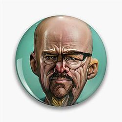 Breaking Bad Walter White aka Heisenberg Portrait 2 AI Generated Art Pin
