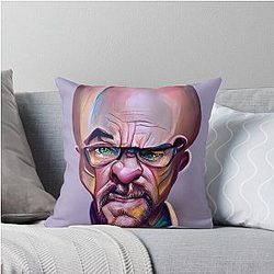 Breakin Bad Walter White aka Heisenberg portrait 3 AI generated art Throw Pillow