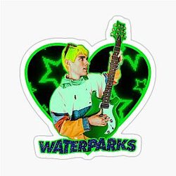 Waterparks Band Awsten Knight y2k Green Heart Sticker