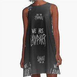 Black White Simple Ladyparts Logo Print 2021 A-Line Dress