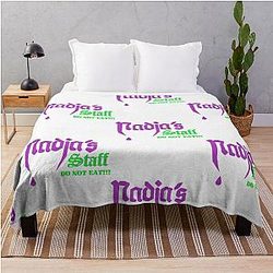 What We Do In The Shadows Padja's Staff Nightclub Tee Magenta Lime Throw Blanket