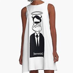 terrorist White Collar A-Line Dress
