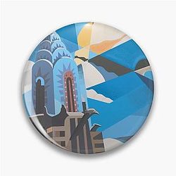 Chrysler Building Painting White Collar Pin