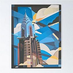 Chrysler Building Painting White Collar Poster