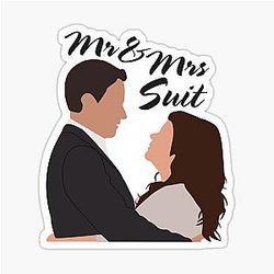White Collar Mr & Mrs Suit Sticker