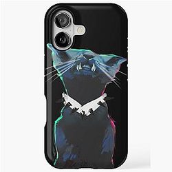 White Collar Black Cat Glitchy Painting iPhone Tough Case