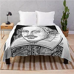 William Shakespeare Ink Portrait Throw Blanket