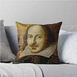 Vintage Portrait Painting of William Shakespeare Throw Pillow (1609)