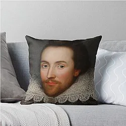 Vintage William Shakespeare Portrait Throw Pillow