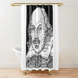 William Shakespeare Ink Portrait Shower Curtain