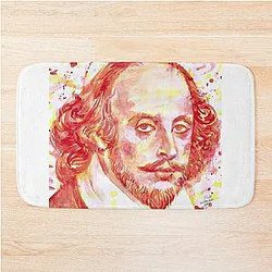 William Shakespeare Watercolor Portrait Bath Mat