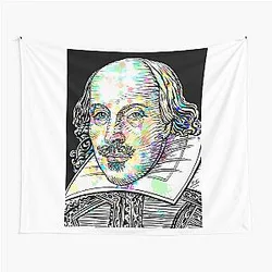 William Shakespeare watercolor and ink portrait Tapestry