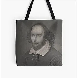Vintage Portrait of William Shakespeare All Over Print Tote Bag