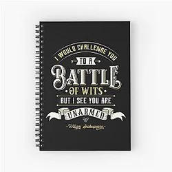 Battle of Wits - Funny William Shakespeare Quote Spiral Notebook