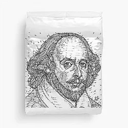 William Shakespeare ink portrait duvet cover