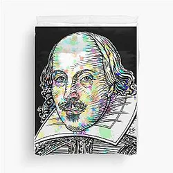 William Shakespeare watercolor and portrait Duvet Cover