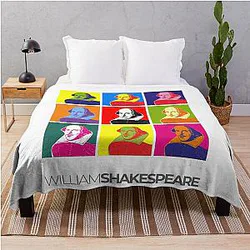 William Shakespeare Pop Art Portrait Throw Blanket