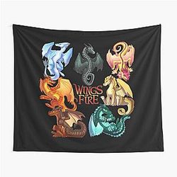Wings of Fire: Jade Winglet Dragonets: Moonwatcher, Winter, Qibli, Peril, Turtle, Umber, Kinkajou Tapestry
