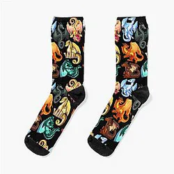 Wings of Fire - Jade Winglet Dragonets: Moonwatcher, Winter, Qibli, Peril, Turtle, Umber, Kinkajou Socks
