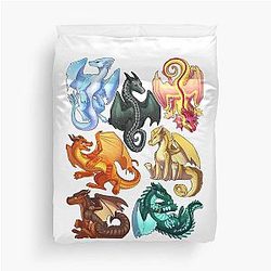 Wings of Fire Jade Winglet Dragonets Moonwatcher Qibli Peril Turtle Umber Kinkajou Duvet Cover