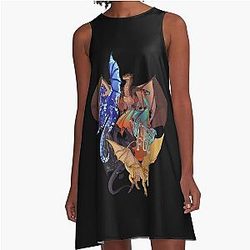 Many Fire Dragon A-Line Dress