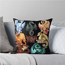 Wings of Fire - Jade Winglet Dragonets Moonwatcher Winter Qibli Peril Turtle Umber Kinkajou Throw Pillow