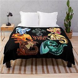 Wings of Fire - Jade Winglet Dragonets Moonwatcher Qibli Peril Turtle Umber Throw Blanket