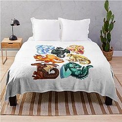 Wings of Fire Jade Winglet Dragonet Moonwatcher Winter Qibli Peril Turtle Umber Kinkajou Throw Blanket
