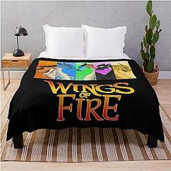 Four Wings of Fire Dragons Beautiful Art Throw Blanket