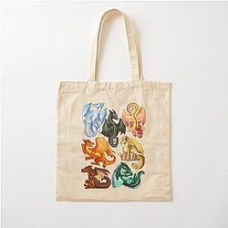 Wings of Fire - Jade Winglet Dragonet: Moonwatcher, Winter, Qibli, Peril, Turtle, Umber, Kinkajou Cotton Tote Bag